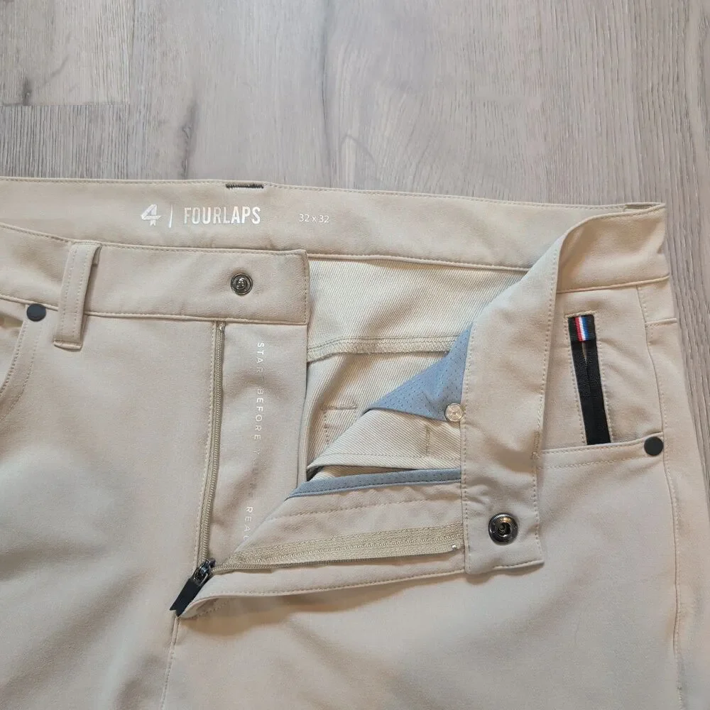 Fourlaps Athletic Fit Performance Stretch Pants Khaki Mens 32x32 Style 1072